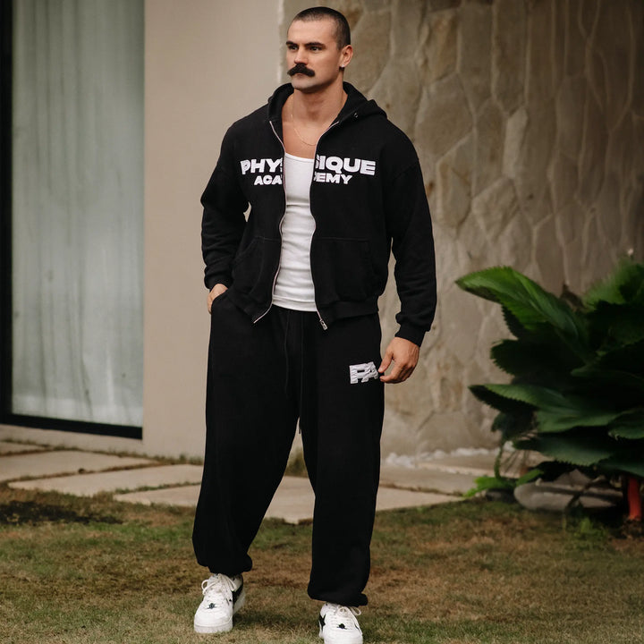 Physique Academy Bold Zip-Up Black Hoodie