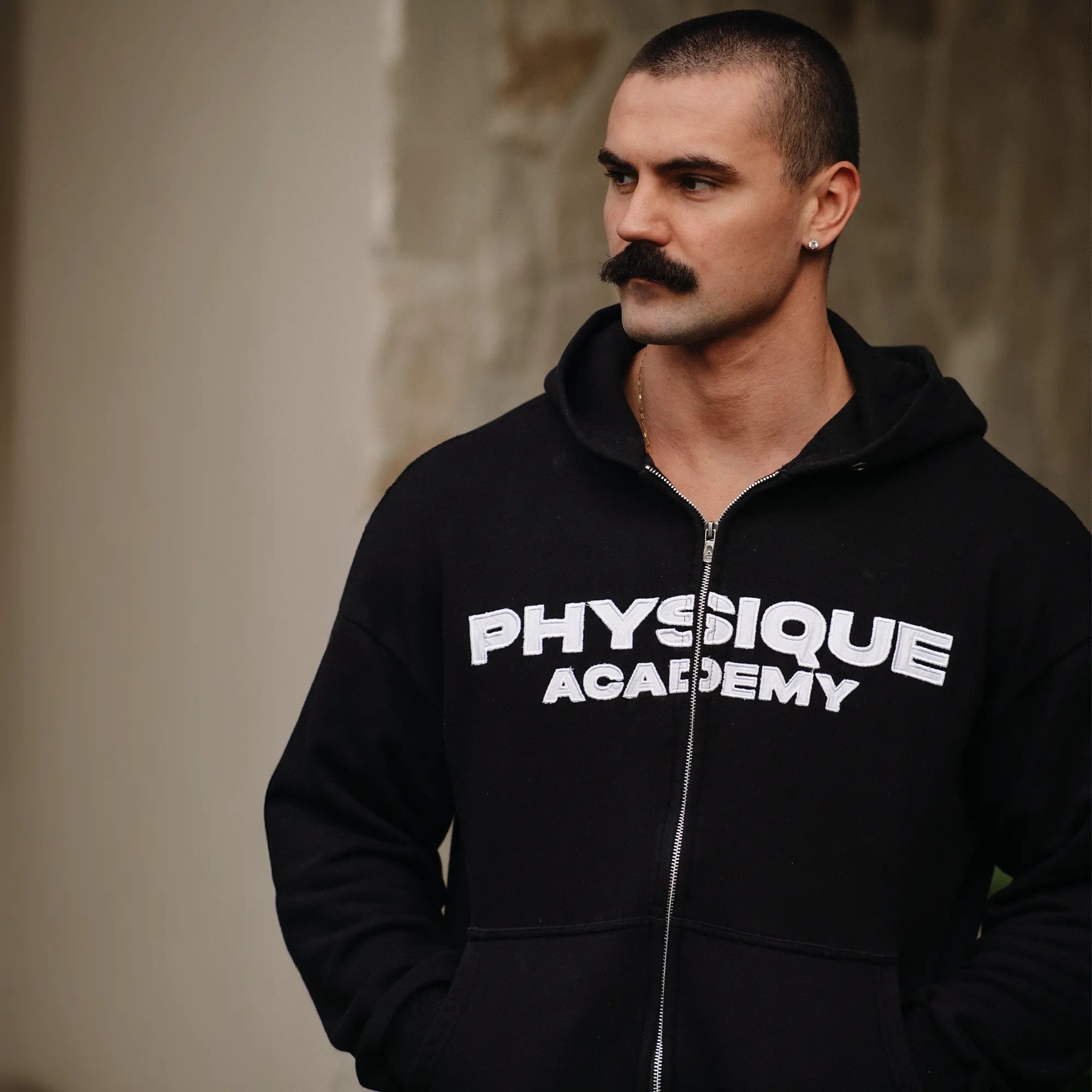 Physique Academy Bold Zip-Up Black Hoodie