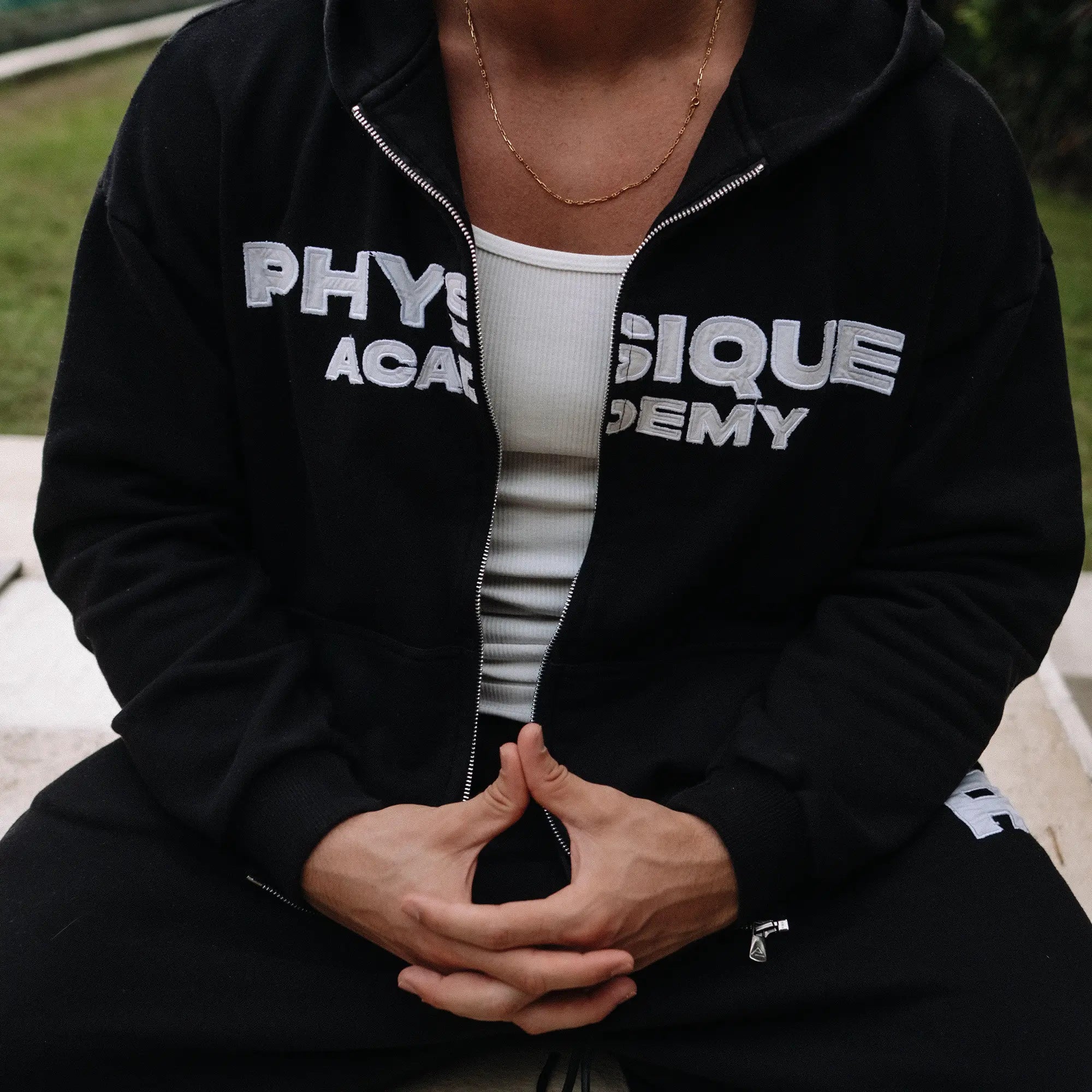 Physique Academy Bold Zip-Up Black Hoodie