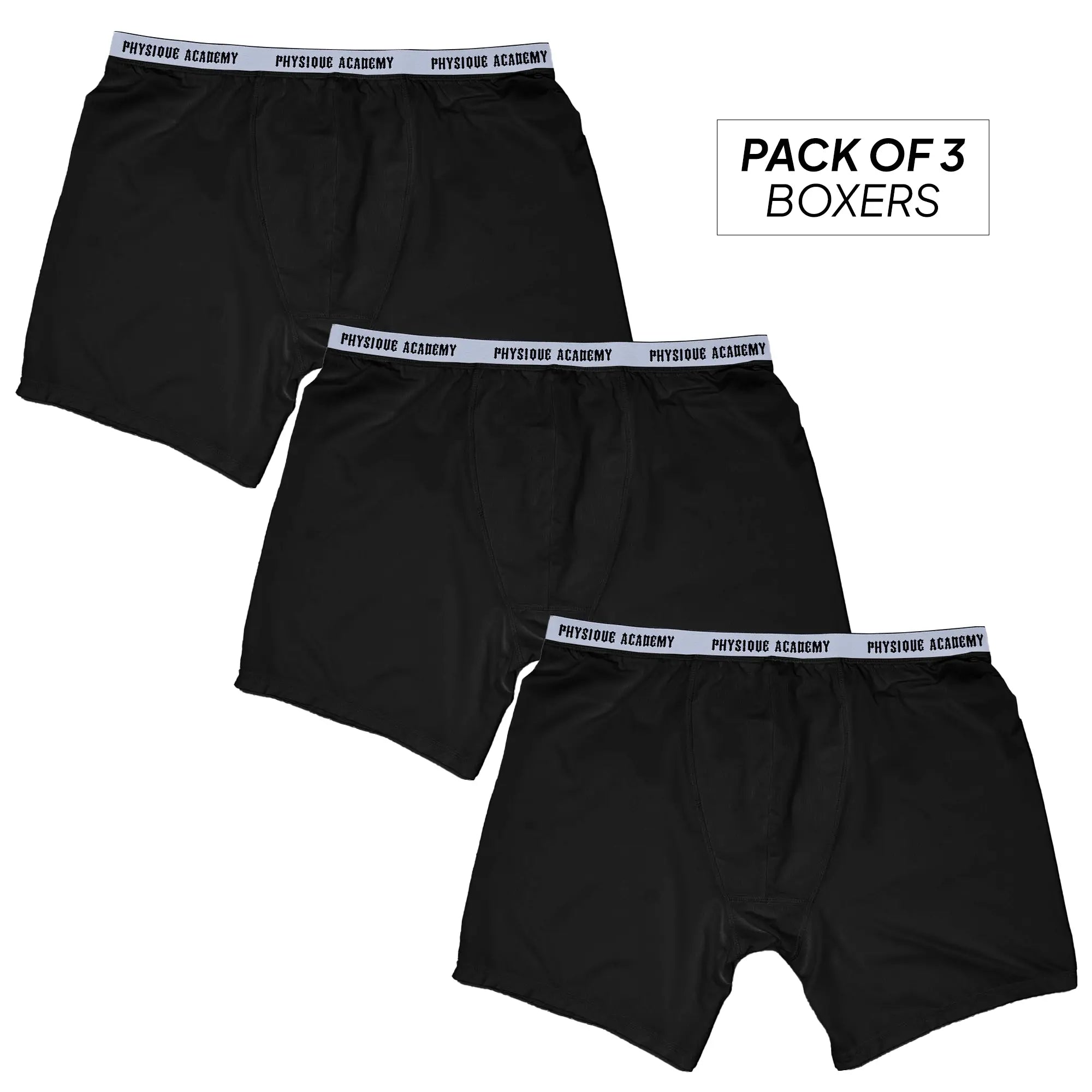 Physique Academy Black Boxers - Pack of 3