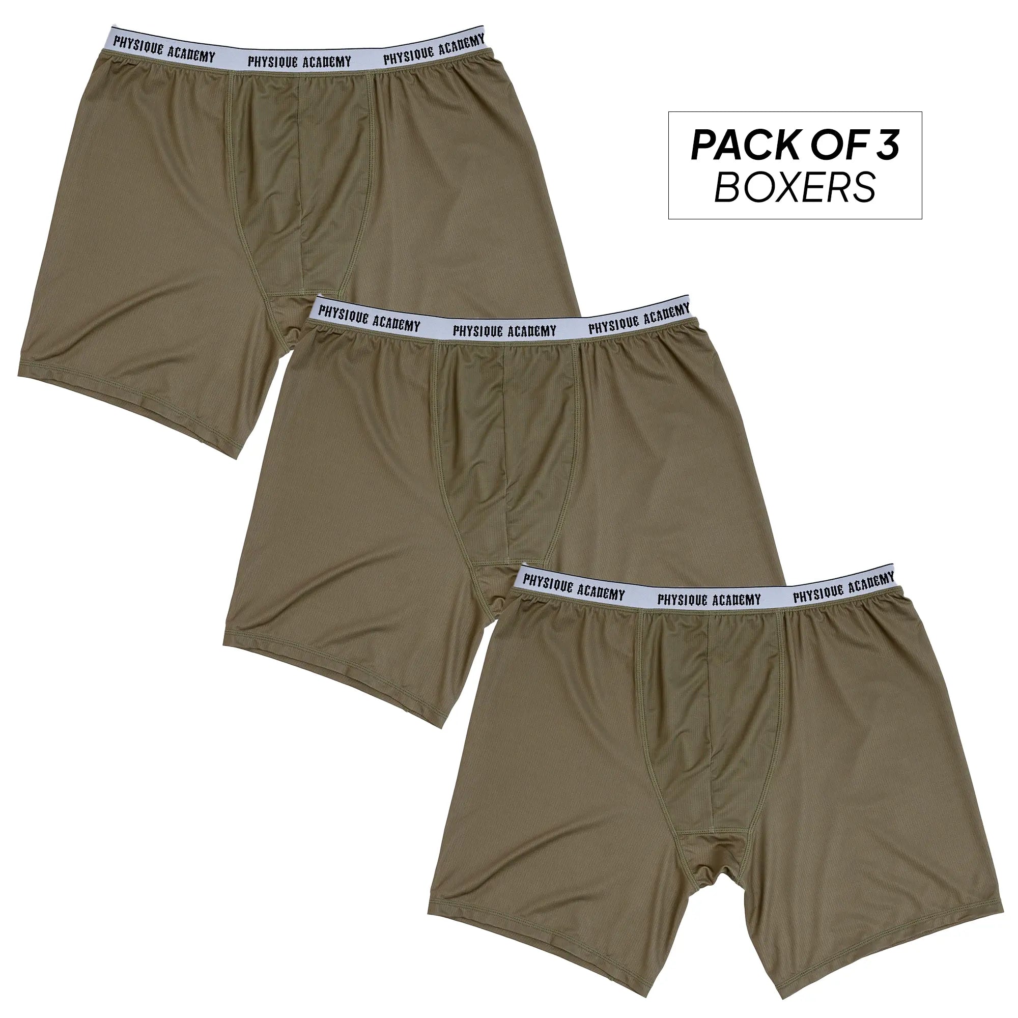 Physique Academy Khaki Boxers - Pack of 3