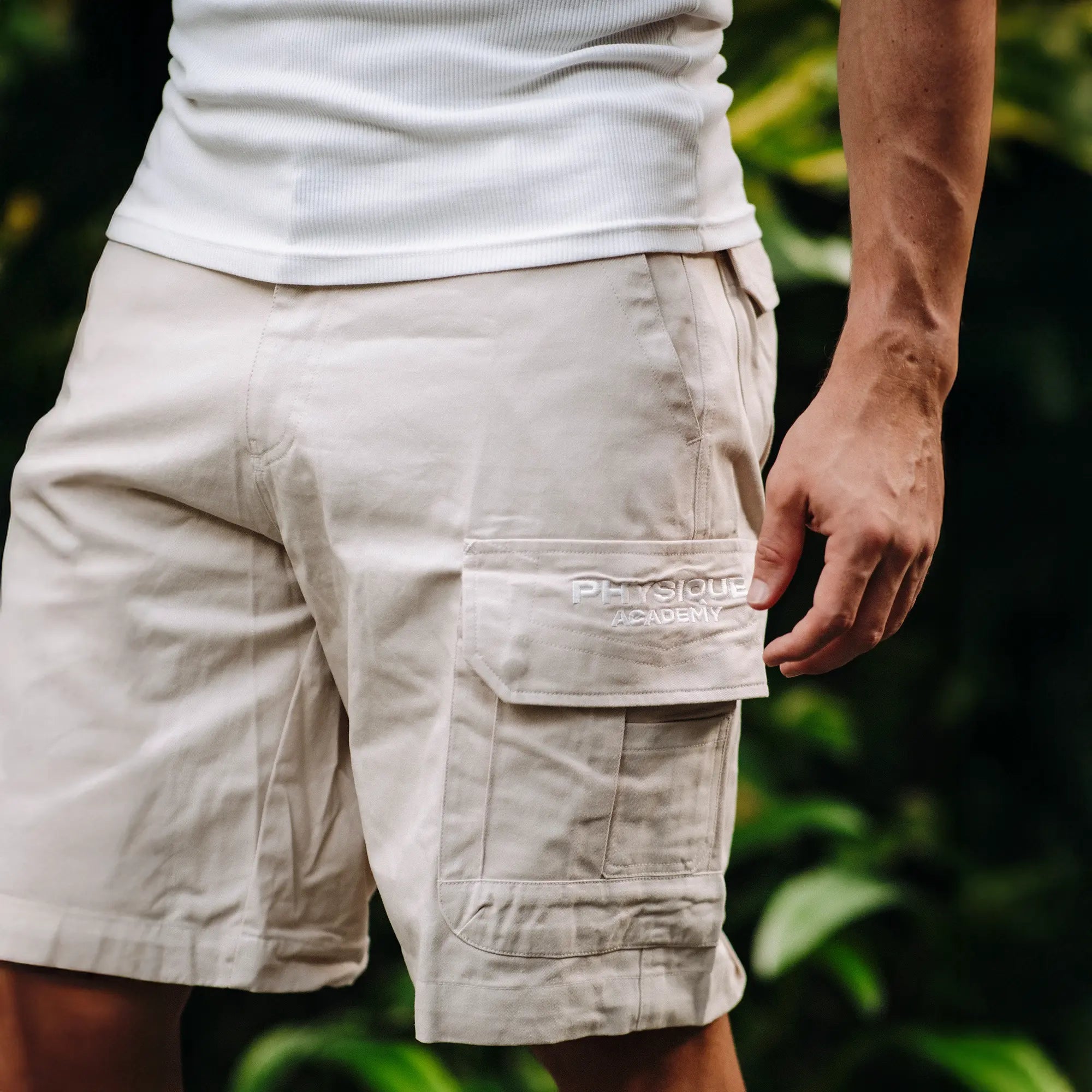 Physique Academy Light Beige Cargo Shorts