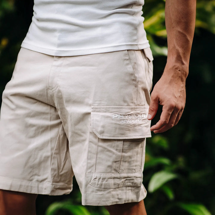 Physique Academy Light Beige Cargo Shorts