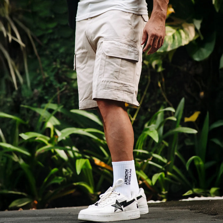 Physique Academy Light Beige Cargo Shorts